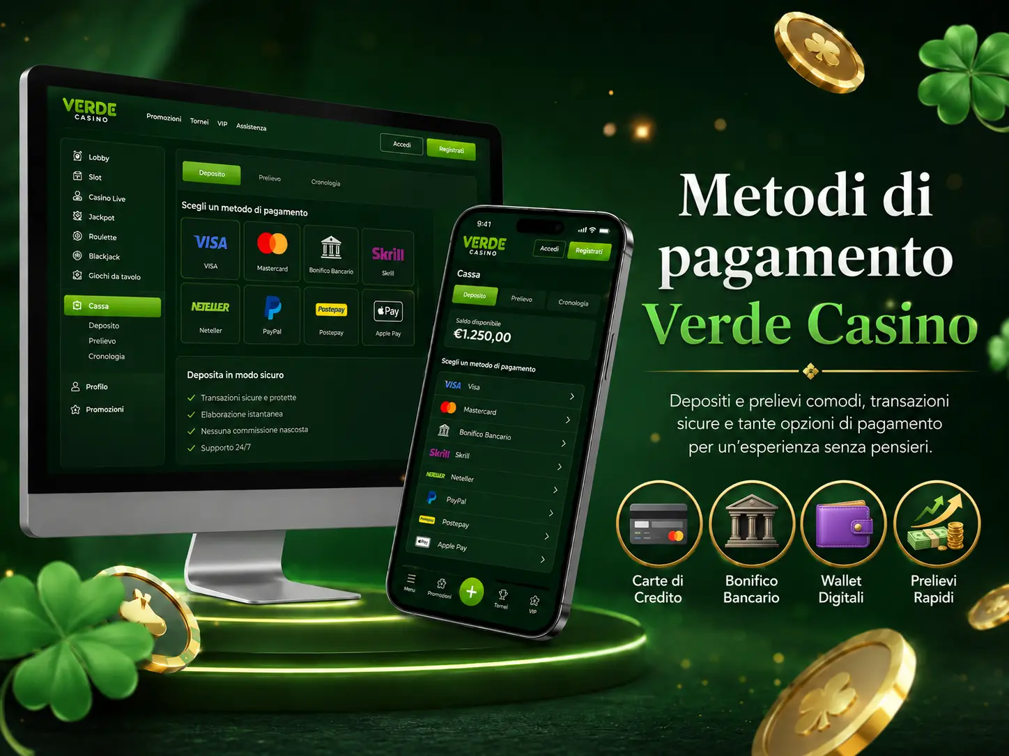 Metodi di Pagamento Verde Casino per l'Italia
